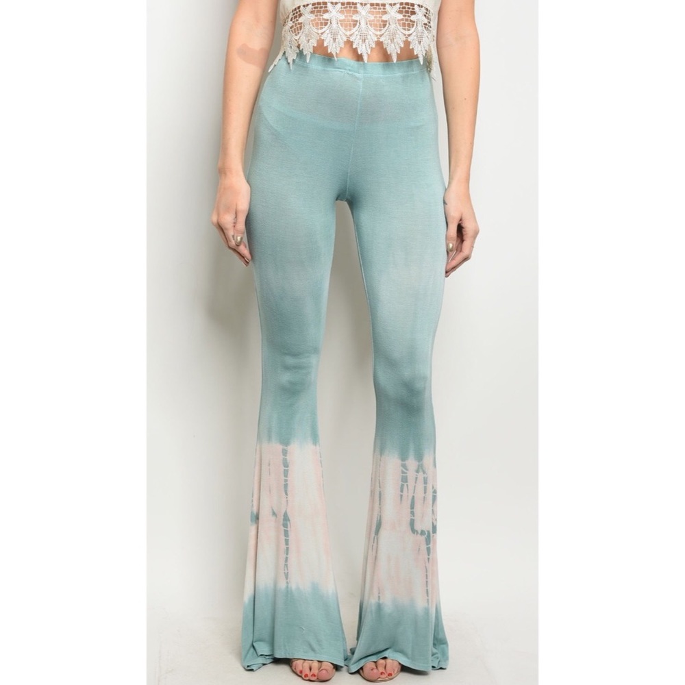 ❗️CLEARANCE❗️Mint Cream Tie Dye Bell Bottoms S M L - Picture 3 of 4